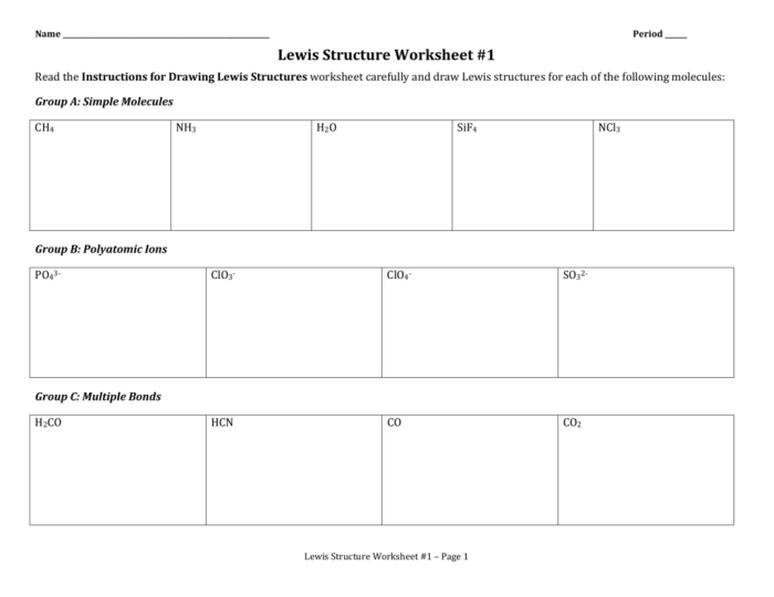 Lewis structure of atoms worksheet