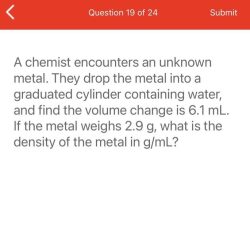 A chemist encounters an unknown metal